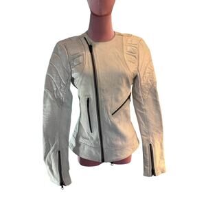 BLK DNM NEW W/ DAMAGE Bone Leather MOTO Jacket Adj. Zipper Close